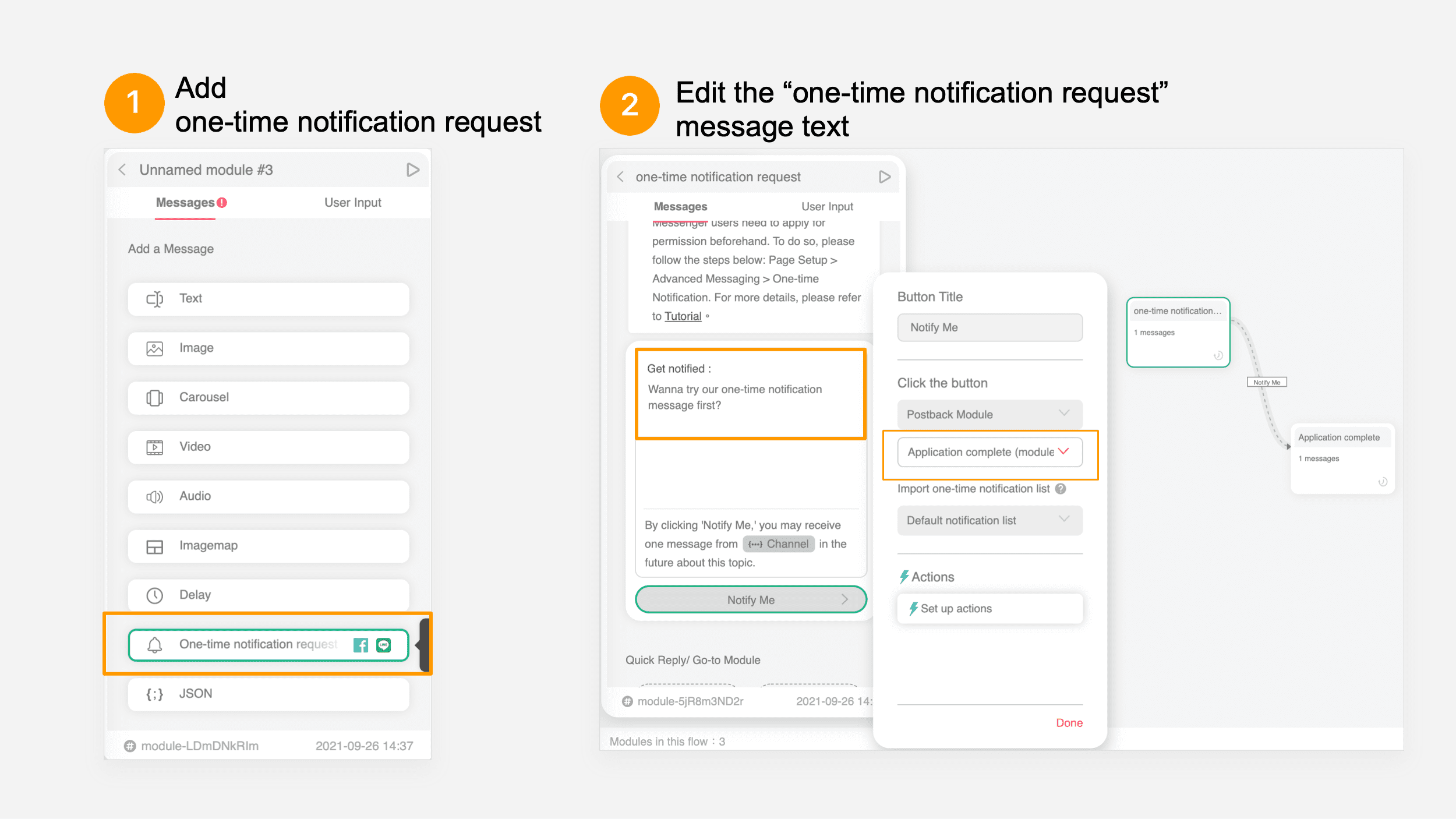 Add one-time notification request